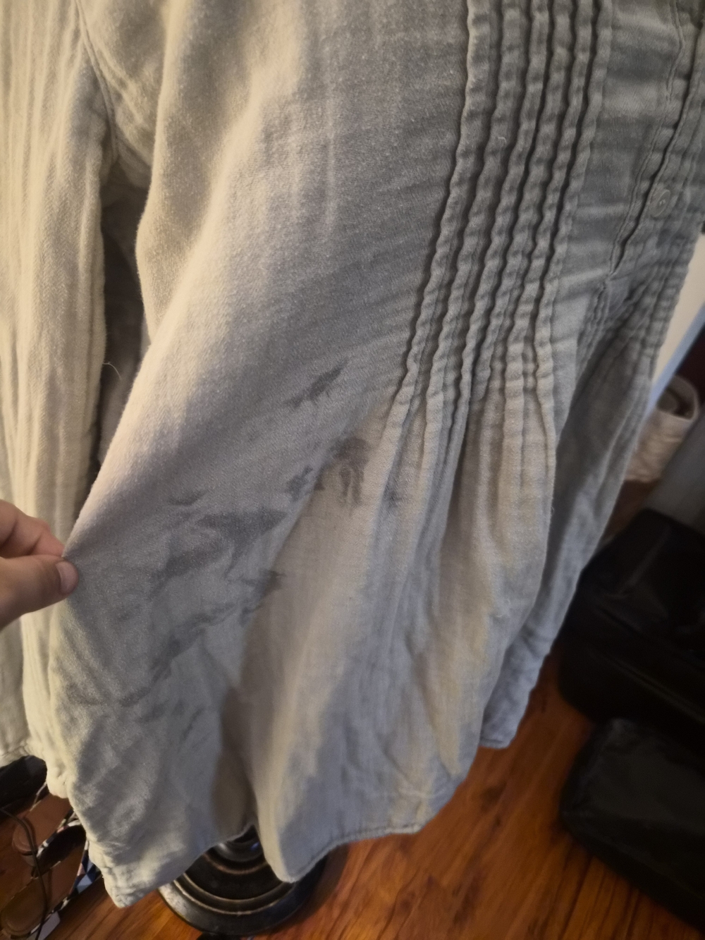 Free People Light Gray Pintuck Button-Front Tunic - Picture 5 of 5
